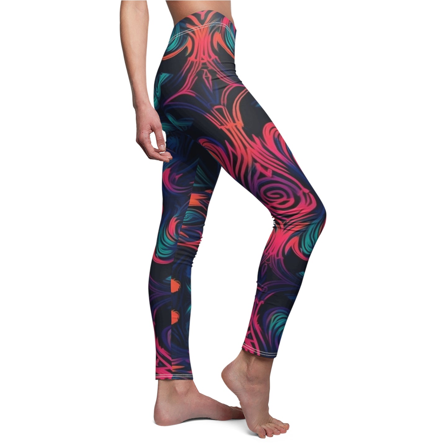 Leggings - Trippy Psychedelic Abstract Floral and Flame Print