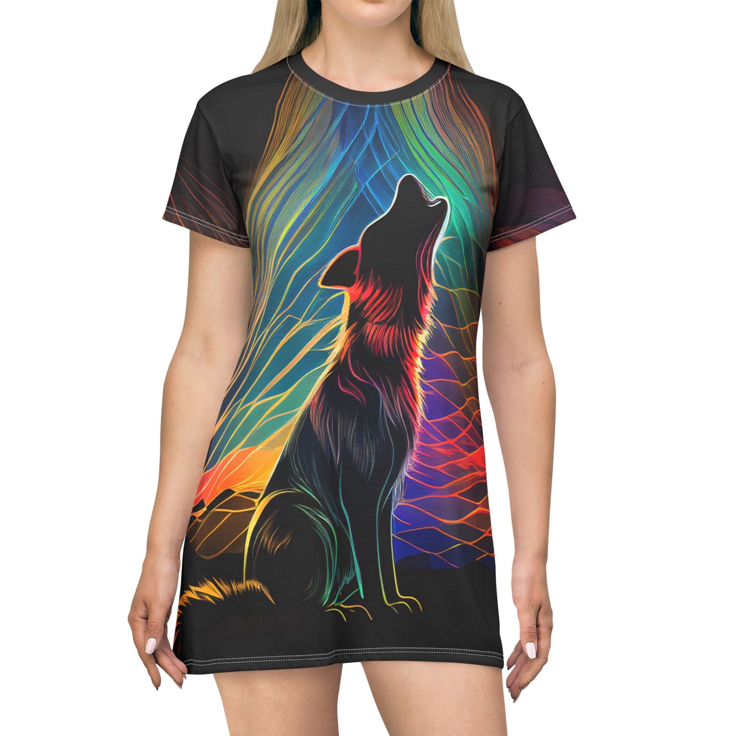 Howling Night Double Artwork Print All Over Print T-Shirt Dress