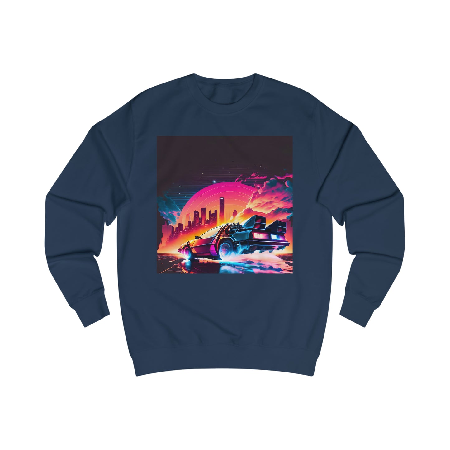 Men's Back to the Future 80s Fan Art Delorean Flying Time Machine Hoodie Sweatshirt