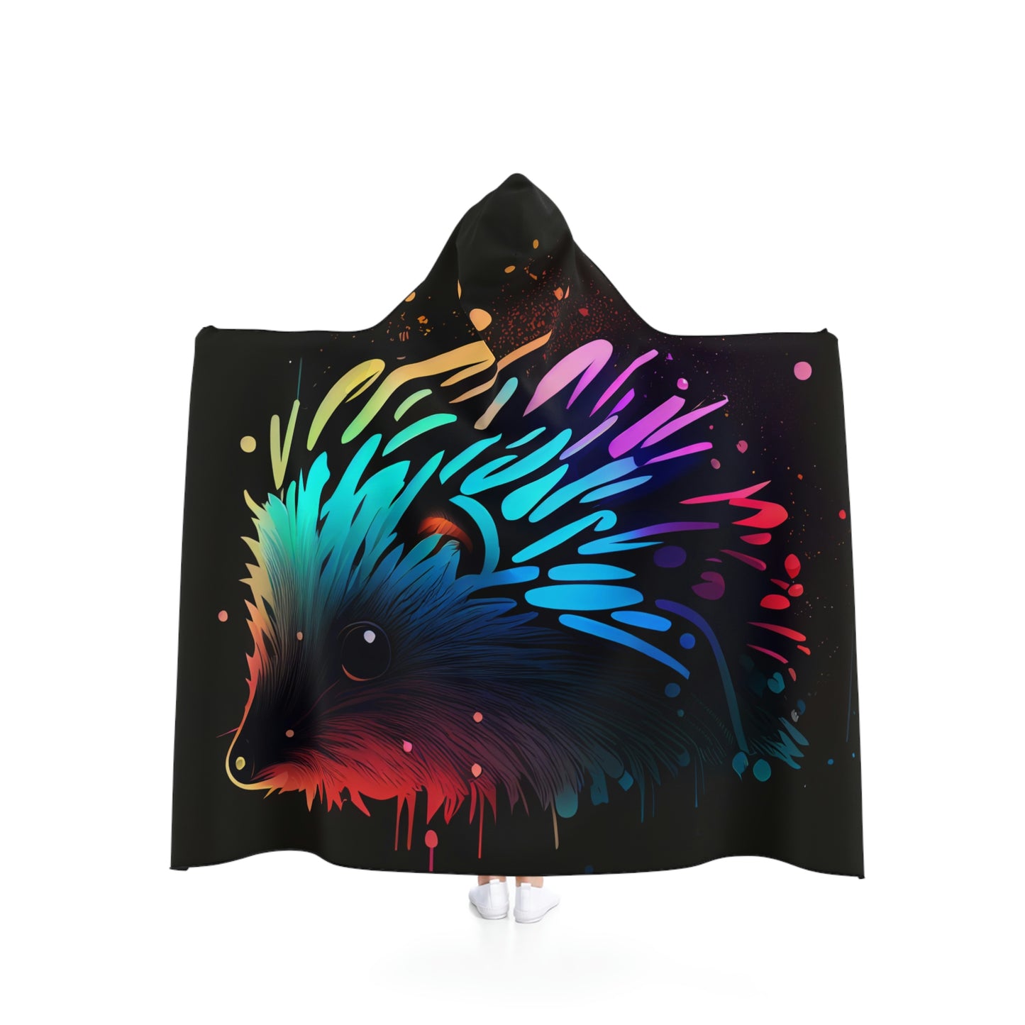 Neonpunk Hedgehog Cozy Hooded Fleece Blanket