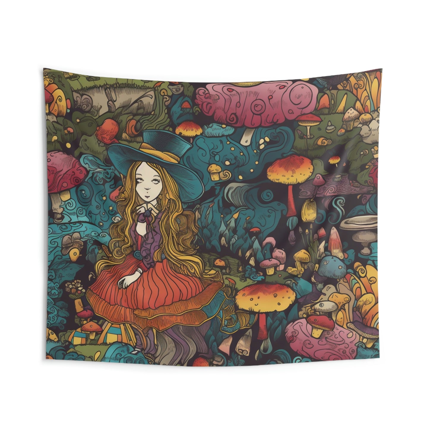 Alice in Renderland Trippy Indoor Wall Tapestry