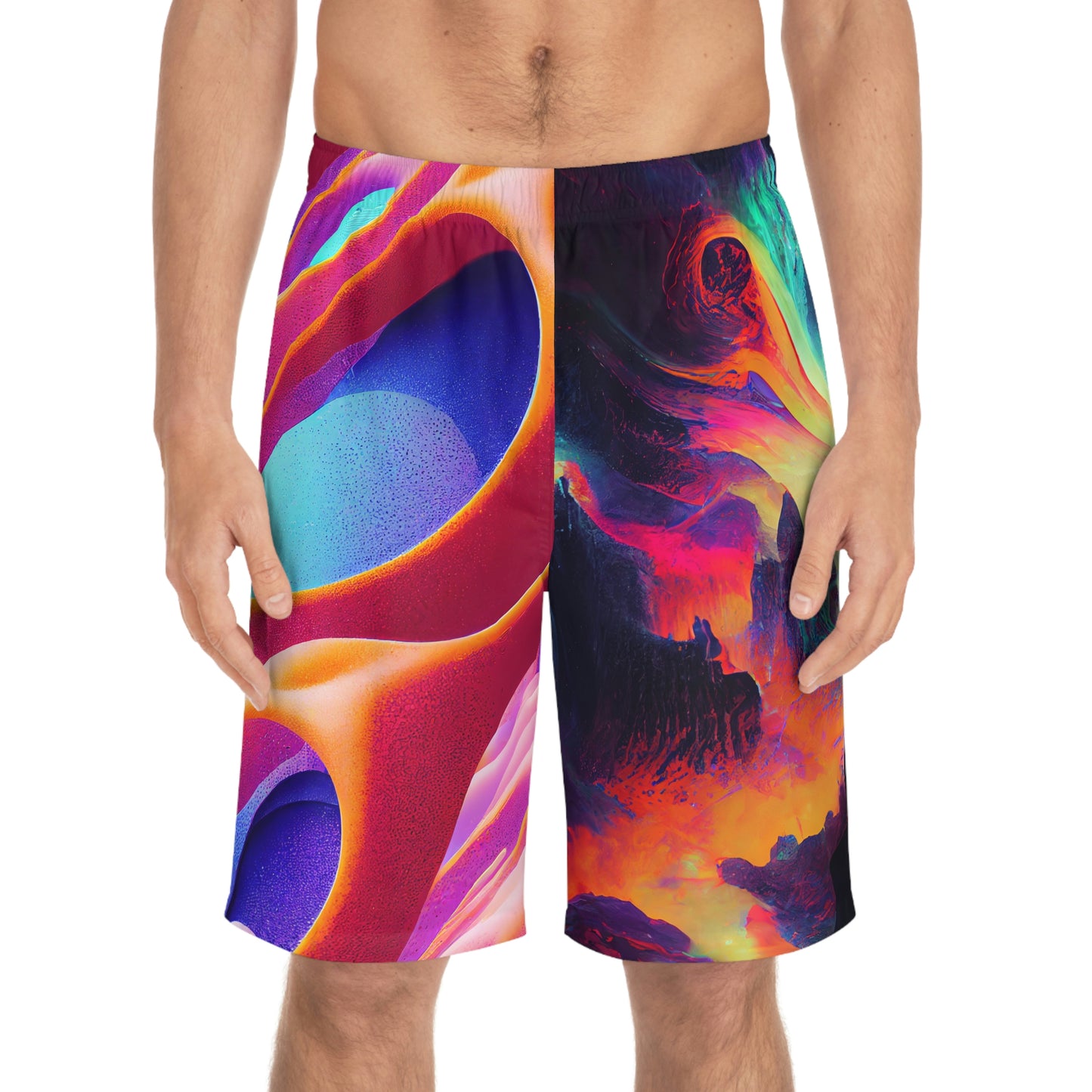 Men's Rainbow Trippy Dreamscape Festival Rave Board Shorts (AOP)