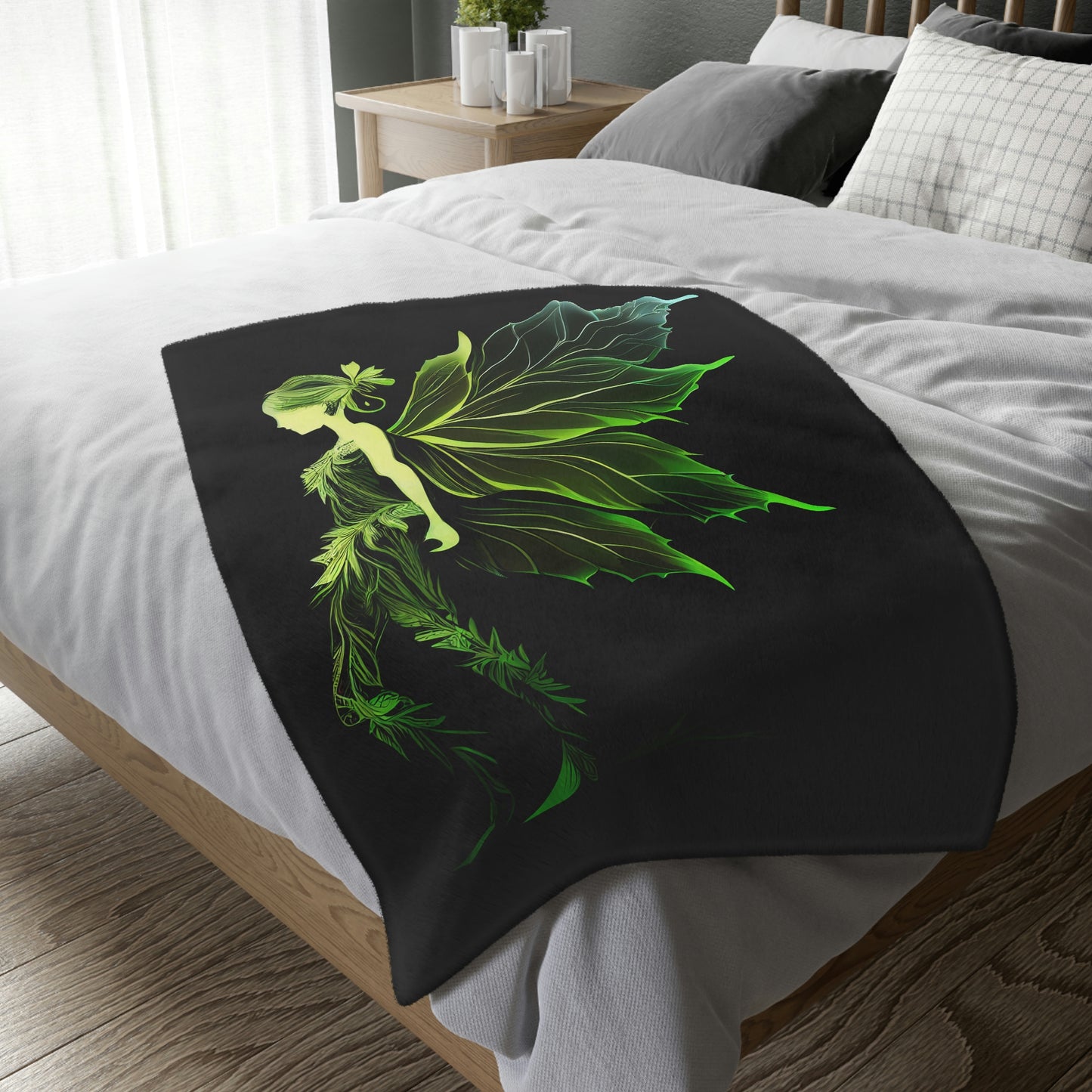 Forest Fairy and World Tree Double-Sided Reversible Velveteen Minky Blanket (Two-sided print)