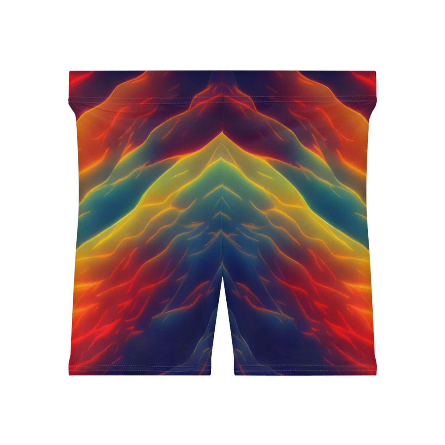 Women's Feminine Energy Rainbow Fire Water Festival Rave Athletic Yoga Workout Biker Shorts