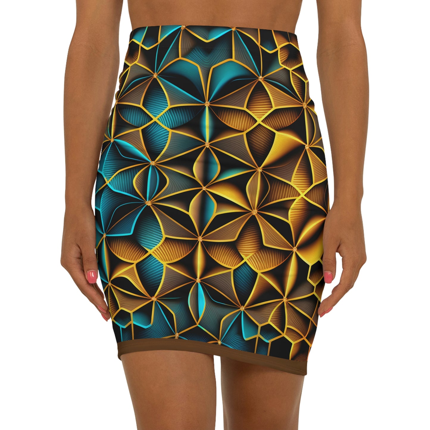 Women's Casual Bodycon Sacred Geometry Above Knee High Waist Mini Pencil Skirt