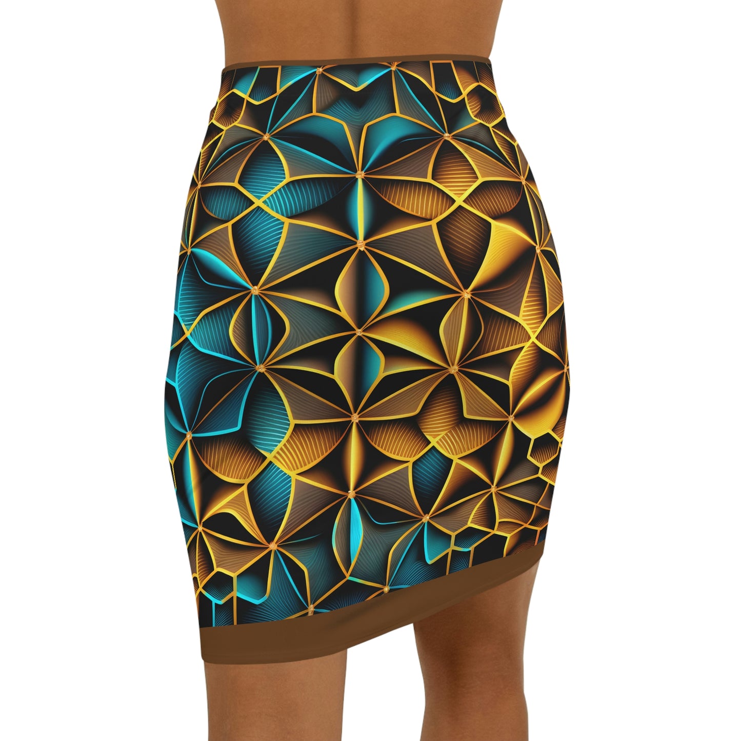 Women's Casual Bodycon Sacred Geometry Above Knee High Waist Mini Pencil Skirt