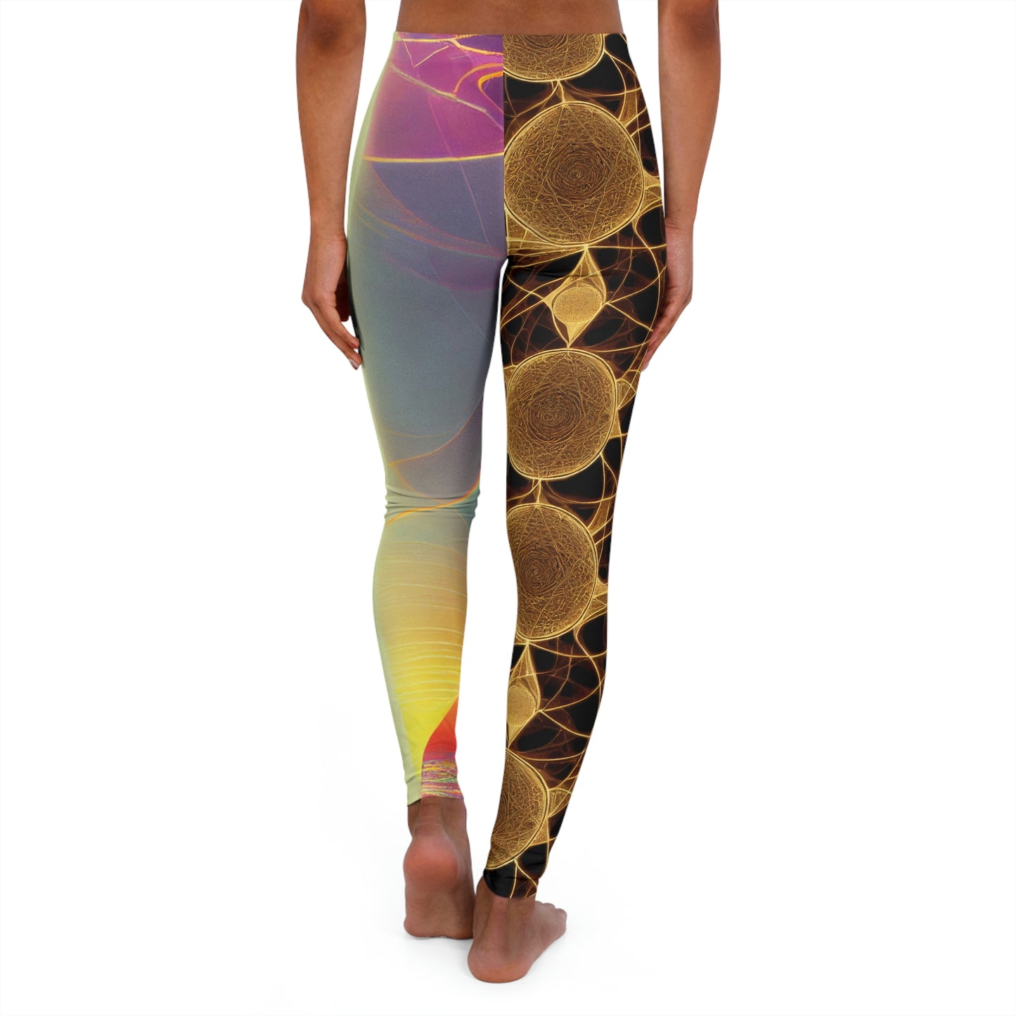Psychedelic Multi-Pattern Trippy Festival Sunrise Leggings