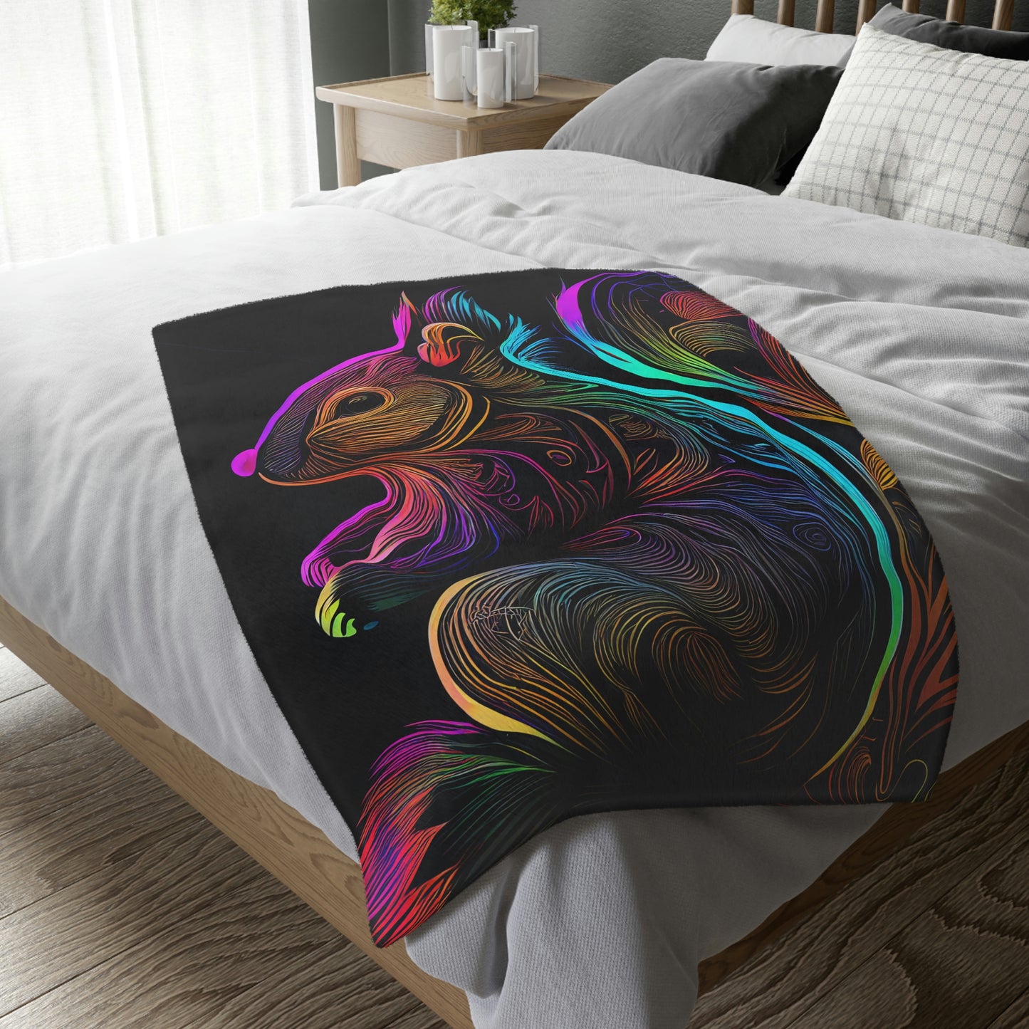 There Are Two Types of Squirrels In This World Velveteen Minky Blanket (Two-sided print)