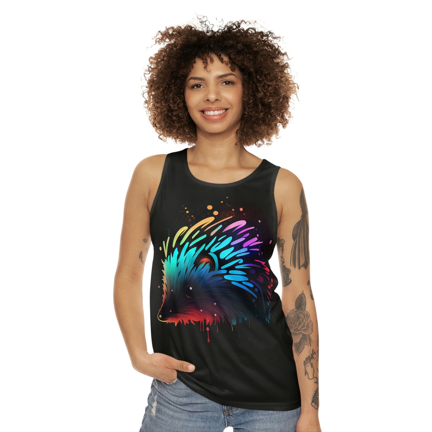 Neonpunk Hedgehog Unisex Tank Top (AOP)