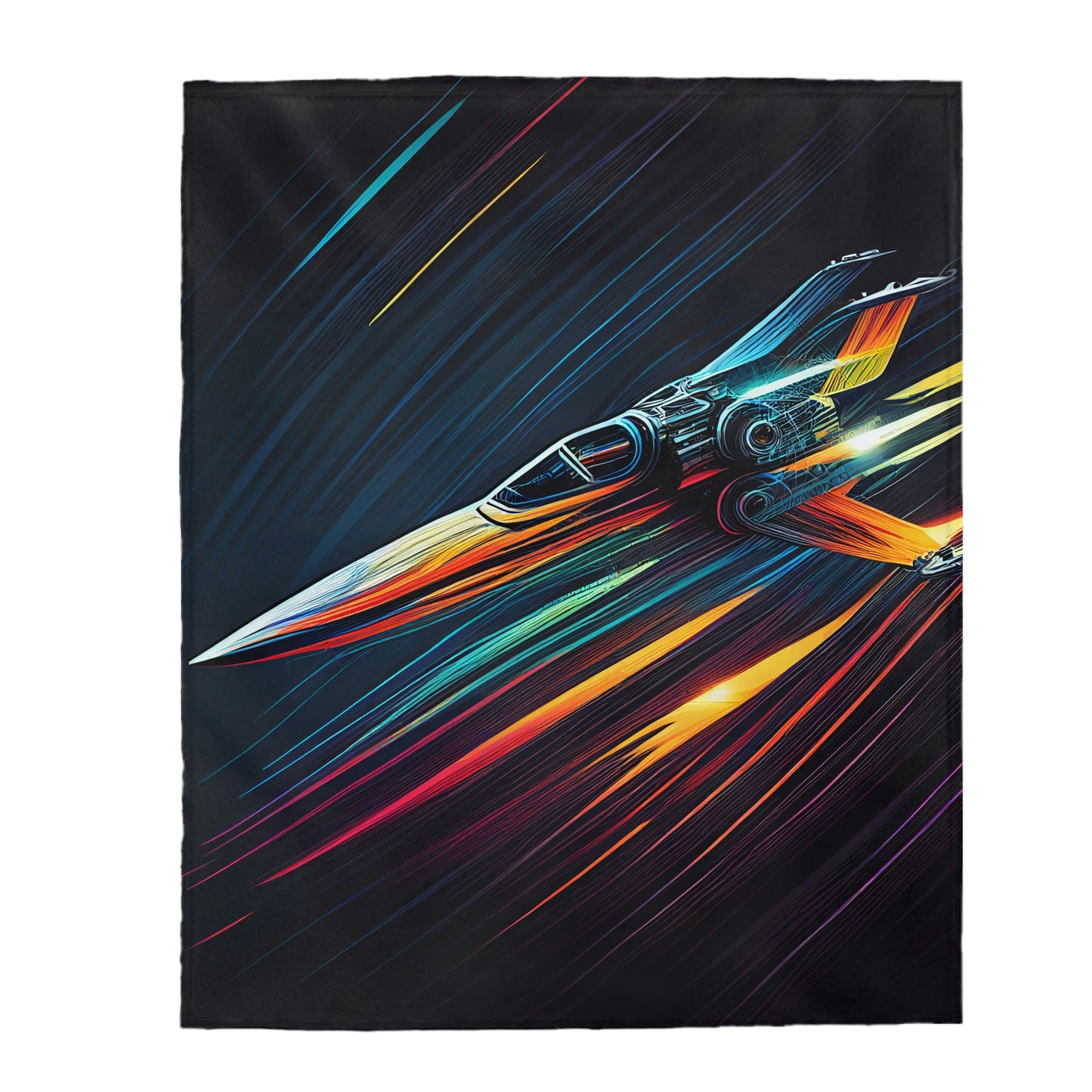 Light Fighter Spaceship Velveteen Plush Blanket