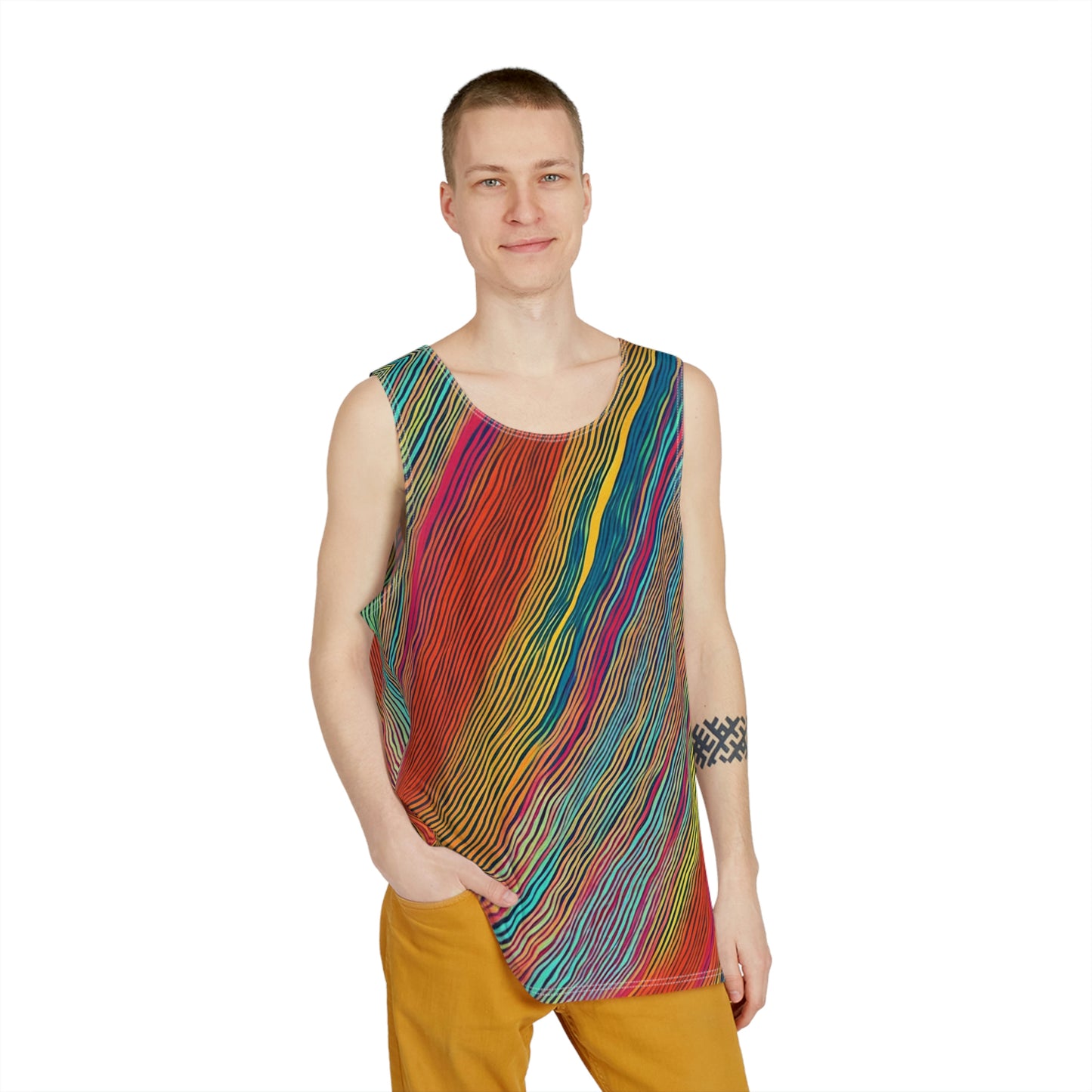 Rainbow Diagonal Stripe Men's Festival Tank