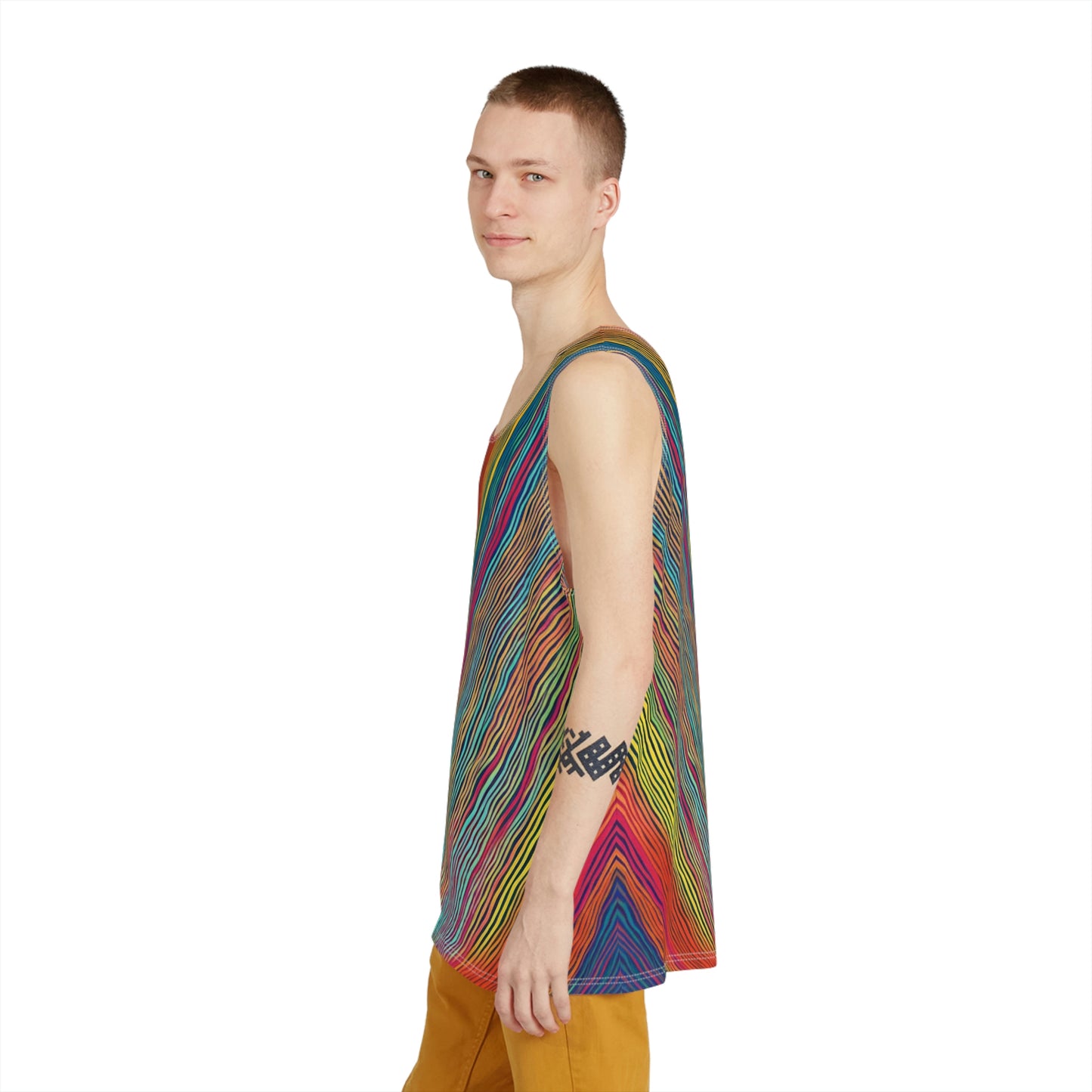 Rainbow Diagonal Stripe Men's Festival Tank
