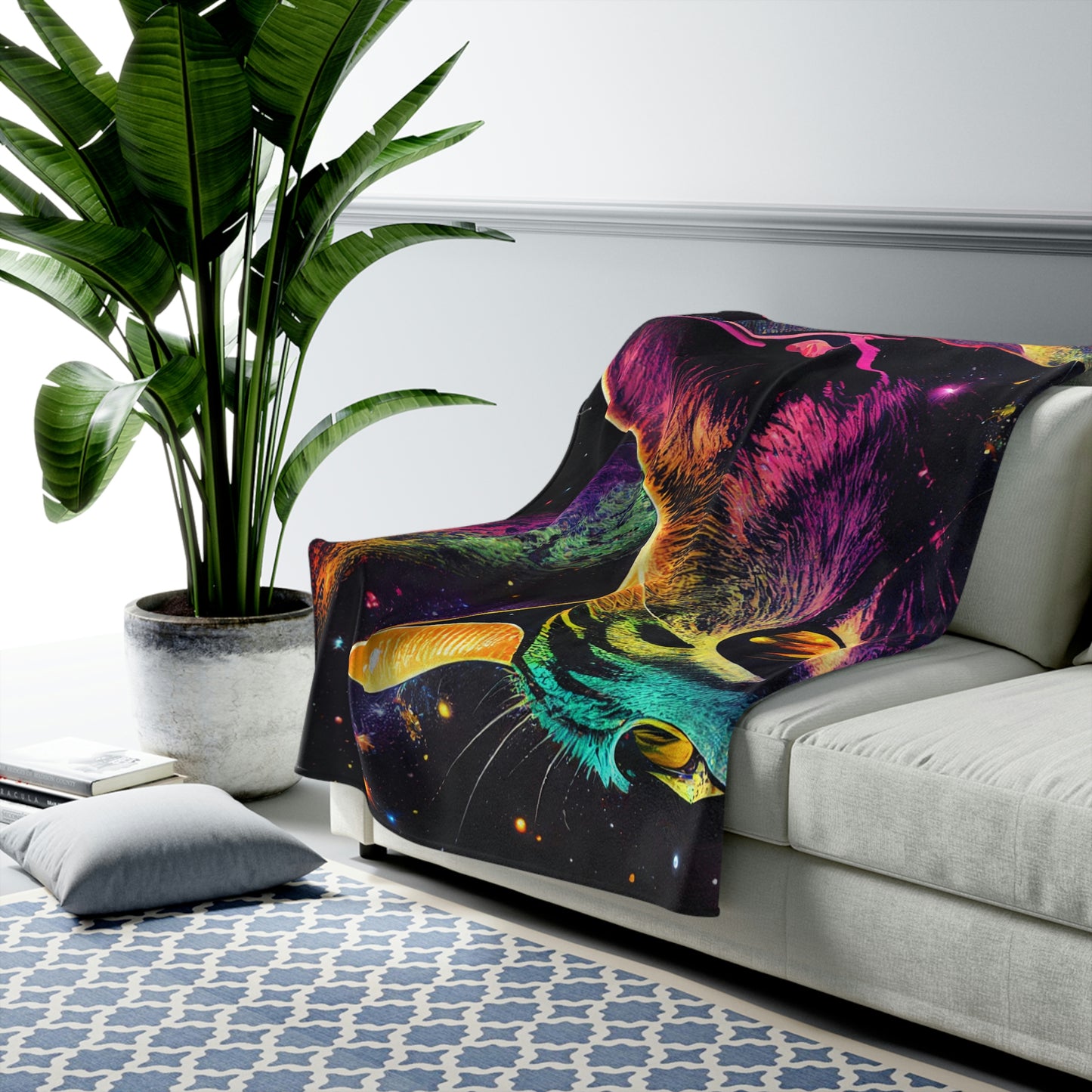 Cosmic Cat Velveteen Plush Blanket