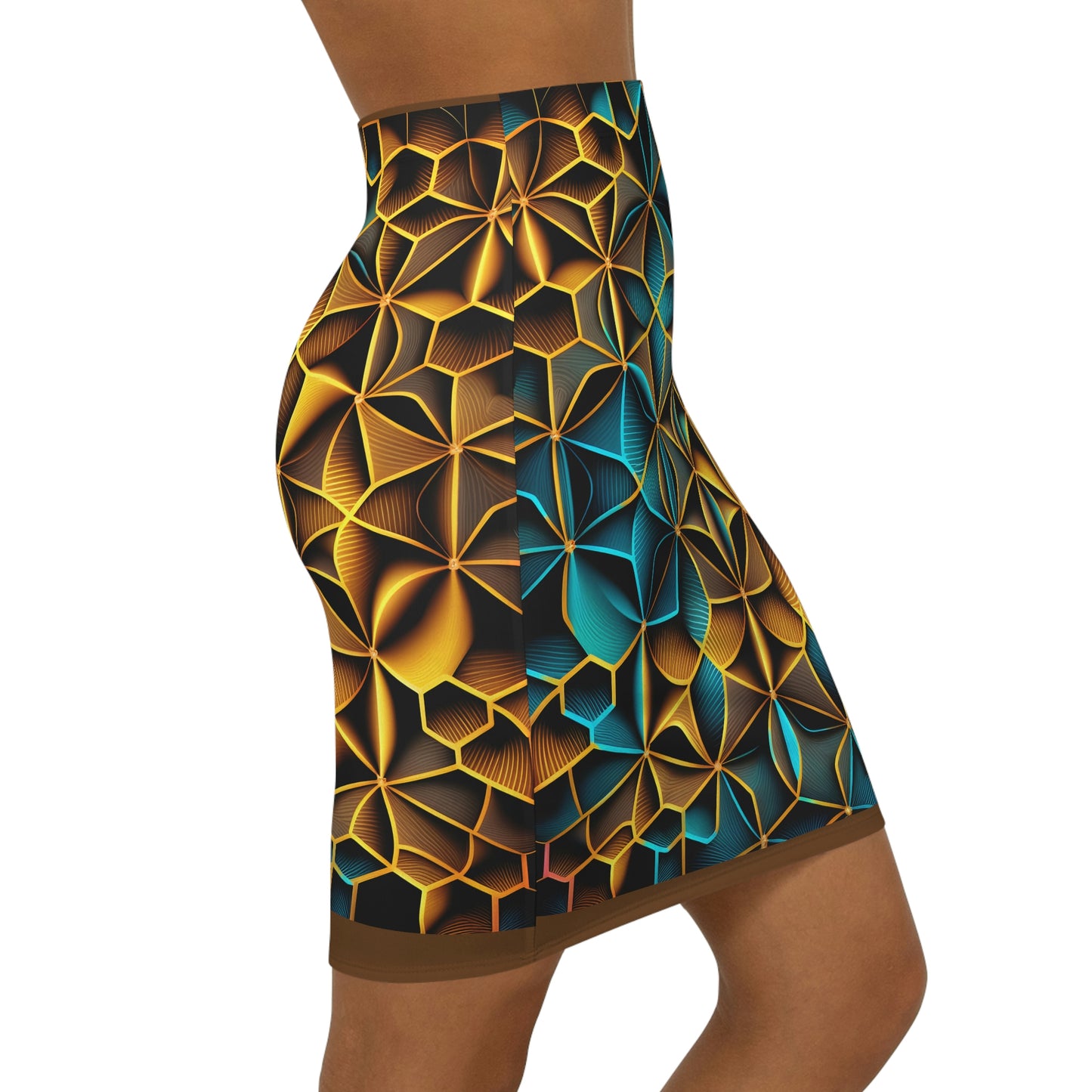 Women's Casual Bodycon Sacred Geometry Above Knee High Waist Mini Pencil Skirt