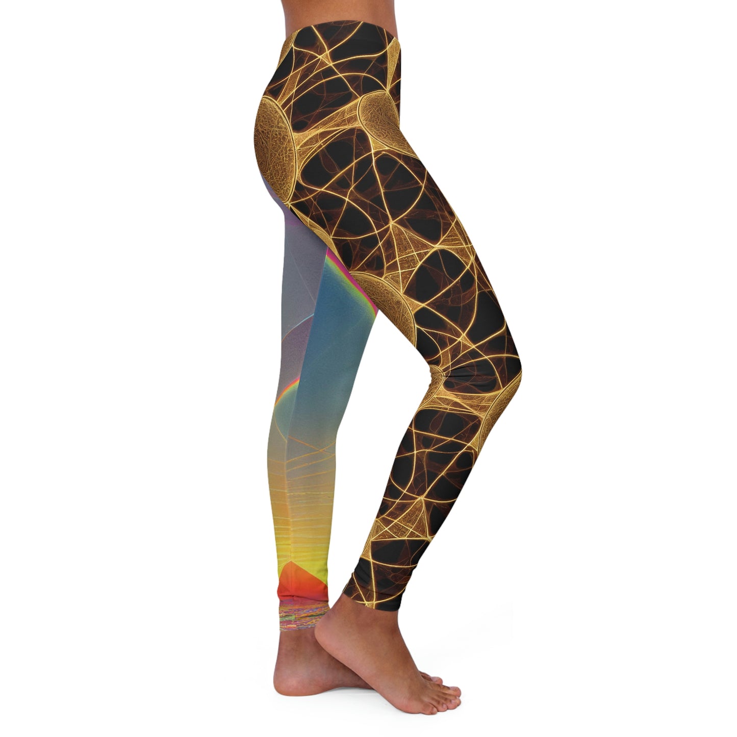 Psychedelic Multi-Pattern Trippy Festival Sunrise Leggings