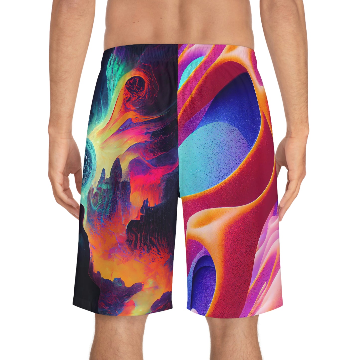 Men's Rainbow Trippy Dreamscape Festival Rave Board Shorts (AOP)