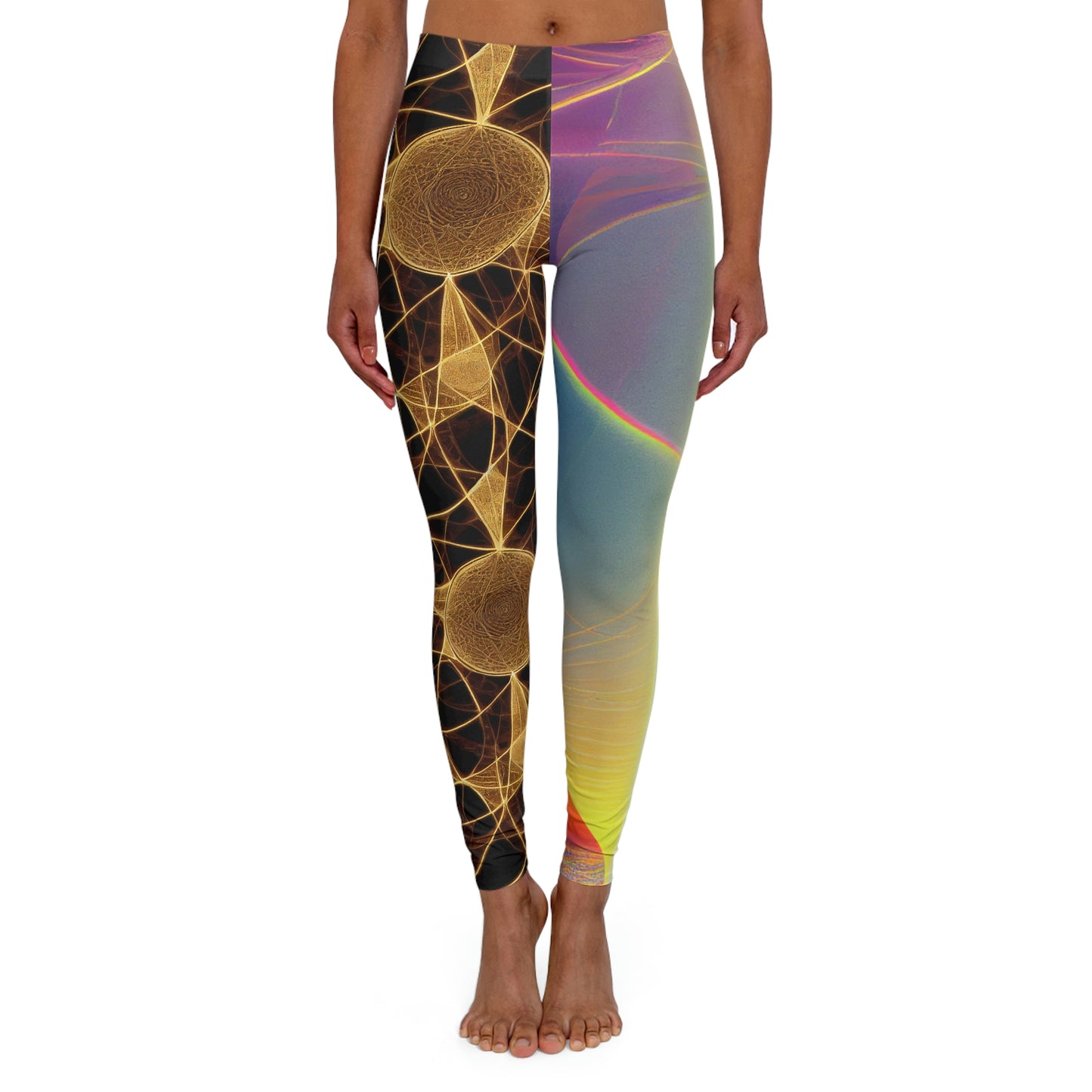 Psychedelic Multi-Pattern Trippy Festival Sunrise Leggings