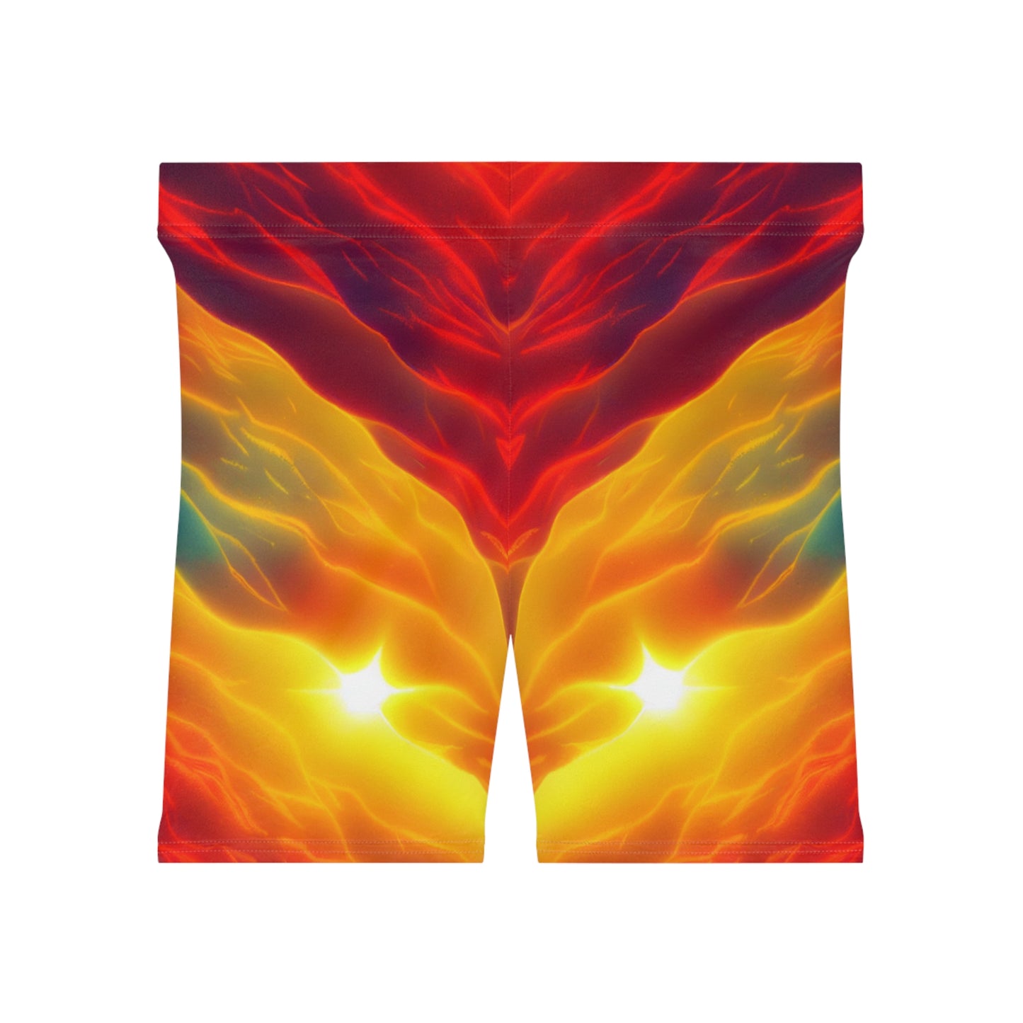 Women's Feminine Energy Rainbow Fire Water Festival Rave Athletic Yoga Workout Biker Shorts