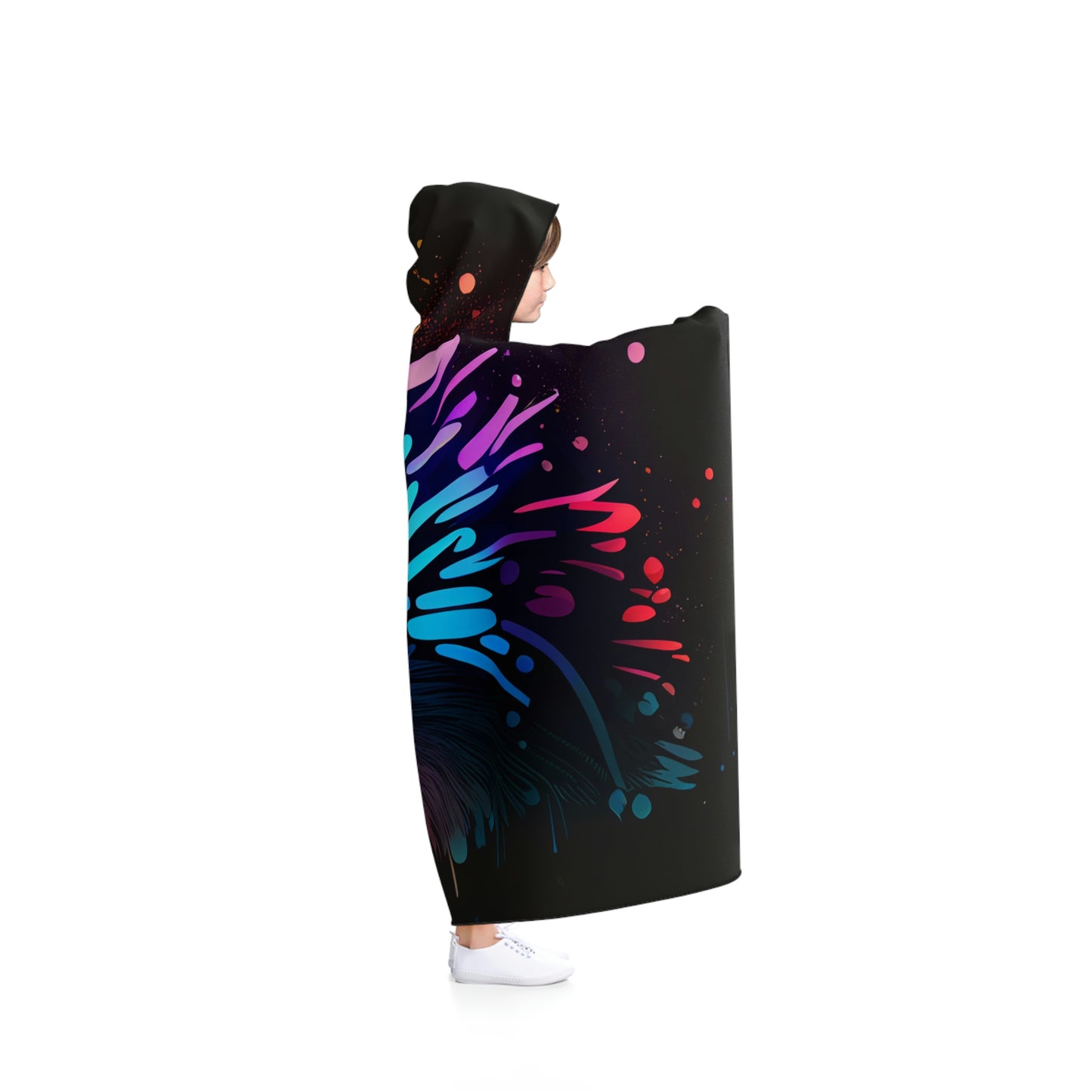 Neonpunk Hedgehog Cozy Hooded Fleece Blanket