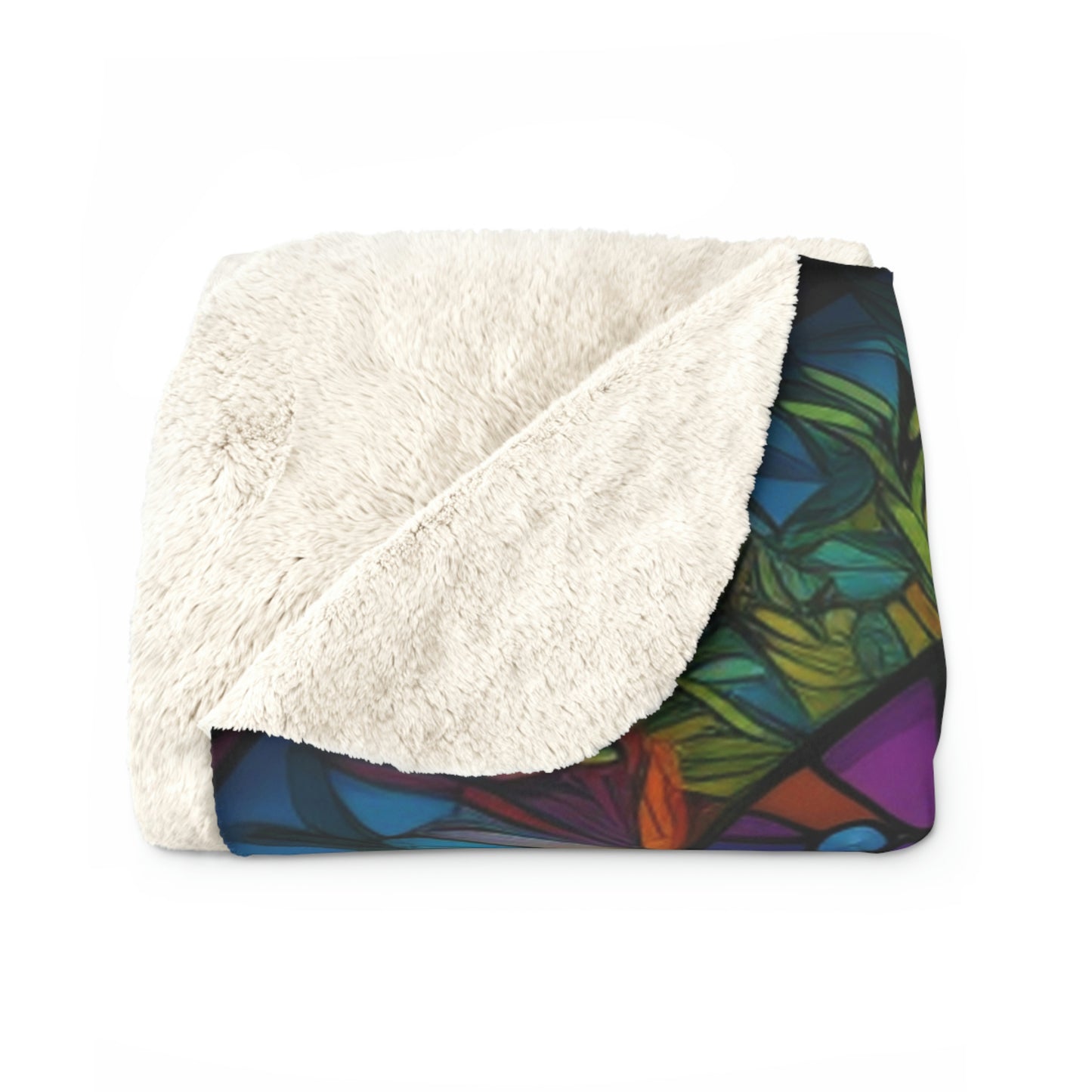 Hu(e)man Psychedelic Multicolored Stained Glass Sherpa Fleece Blanket