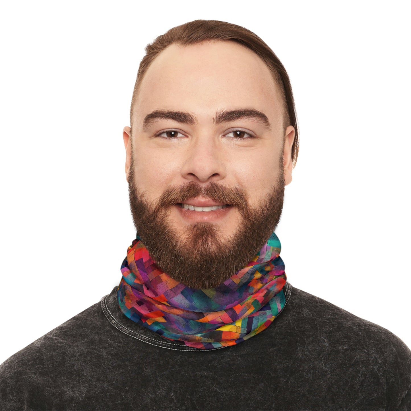 Abstract Herringbone Rainbow Rave Lightweight Neck Gaiter