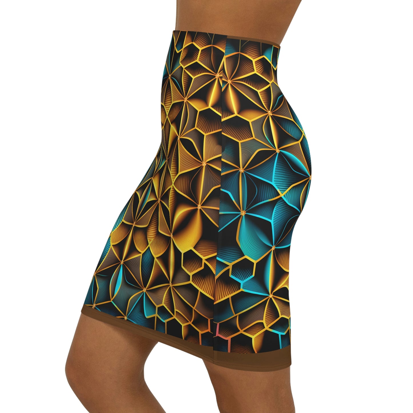 Women's Casual Bodycon Sacred Geometry Above Knee High Waist Mini Pencil Skirt