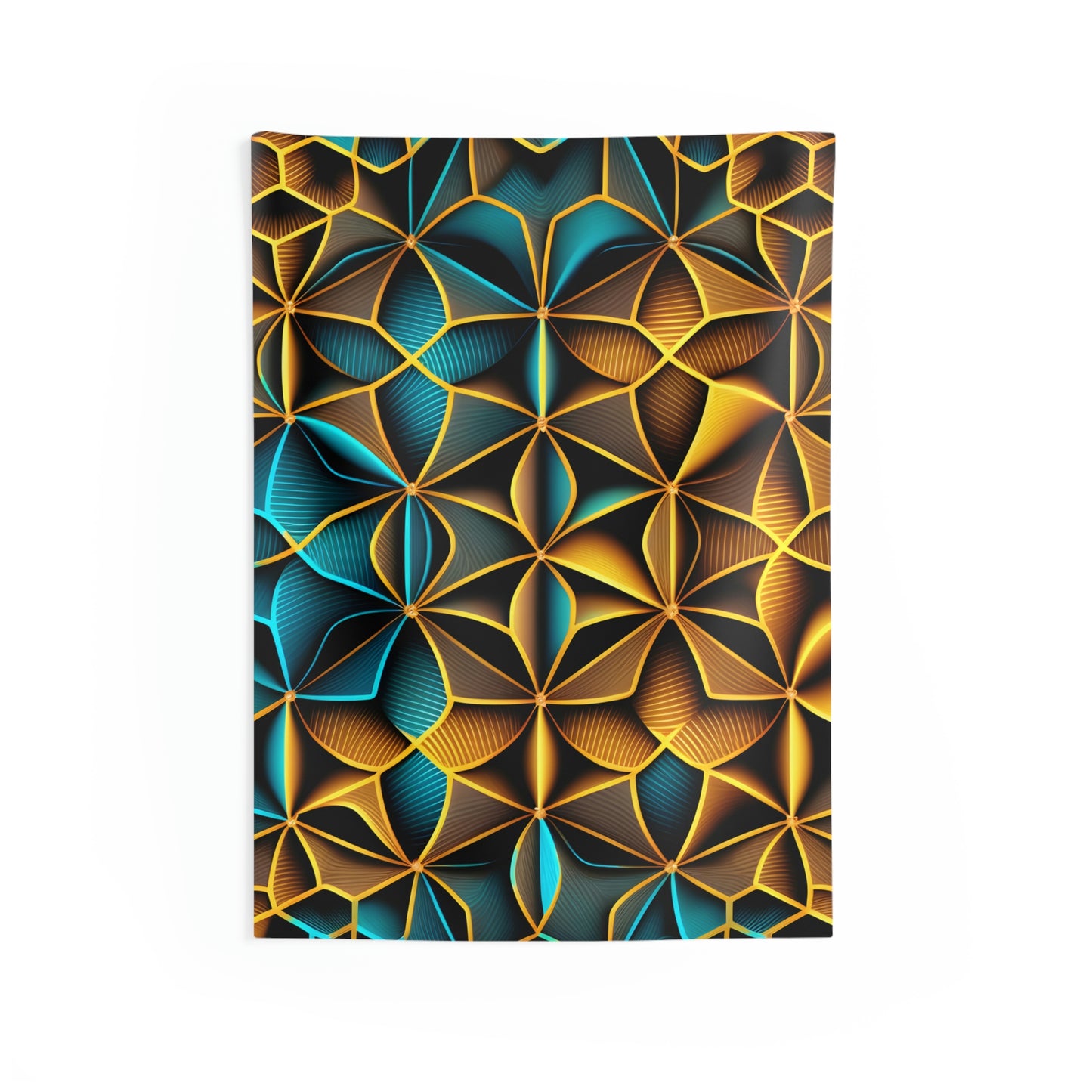 Ocean Gold Sacred Geometry Indoor Wall Tapestry