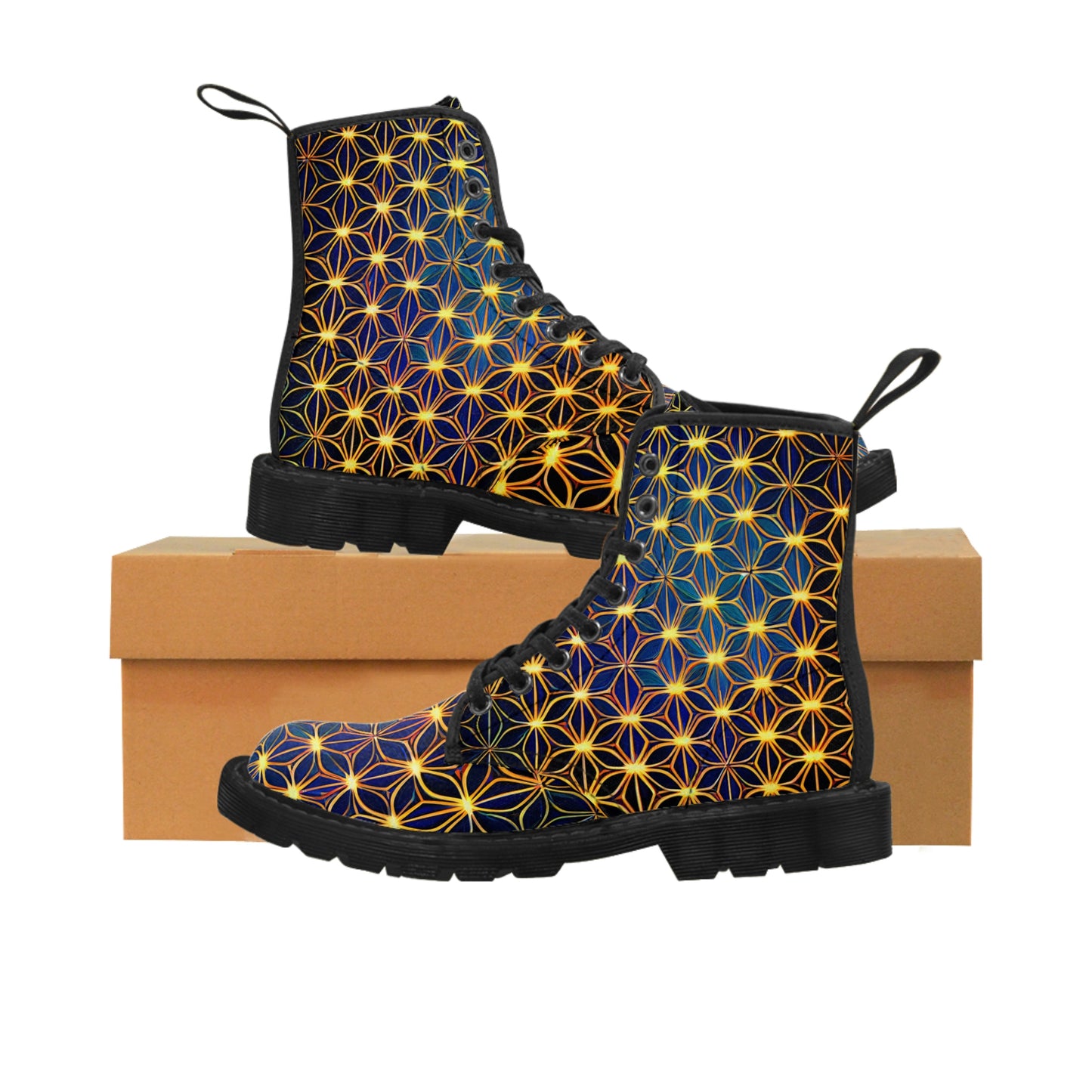 Golden Sacred Geometry Women's Canvas Boots