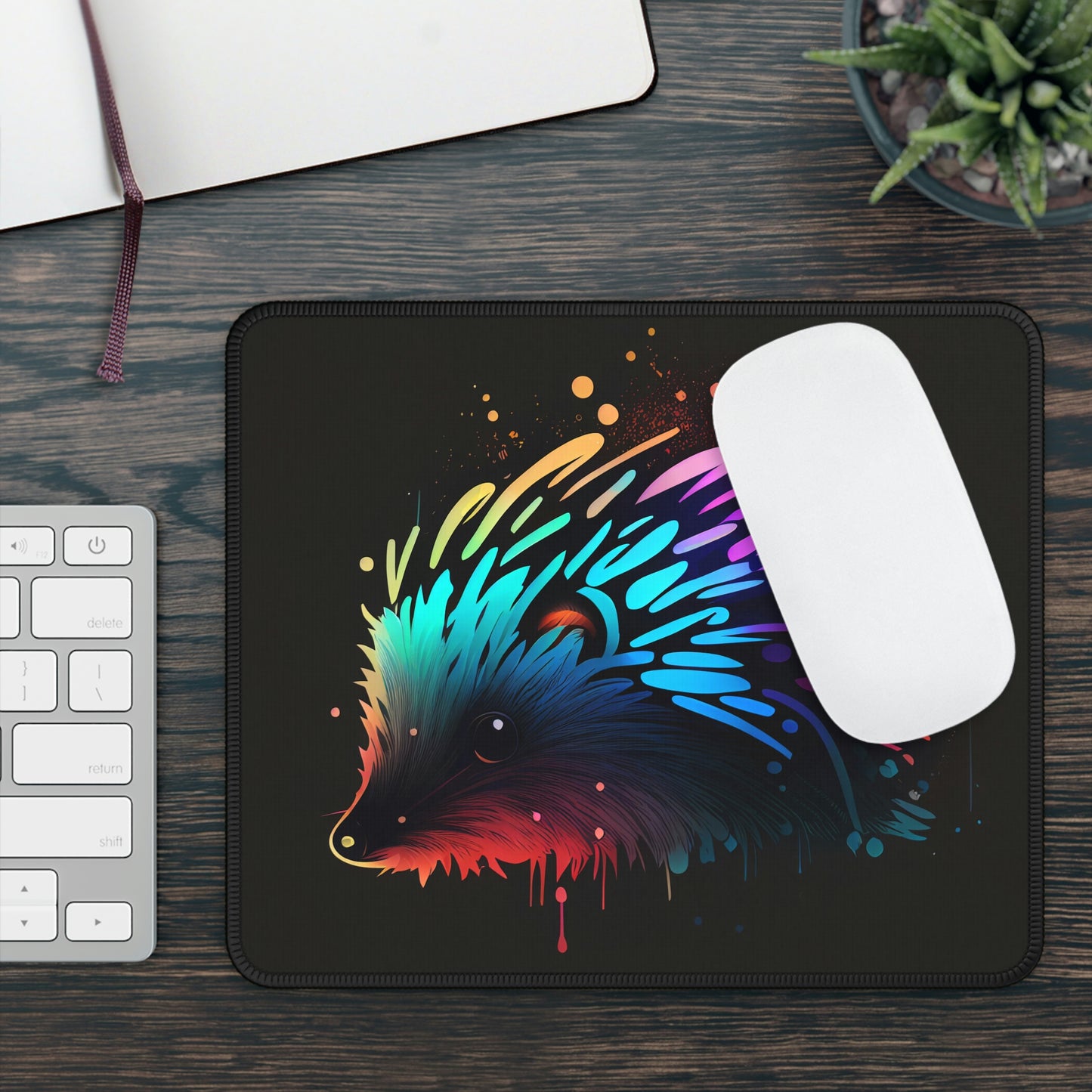 Neonpunk Hedgehog Gaming Mouse Pad