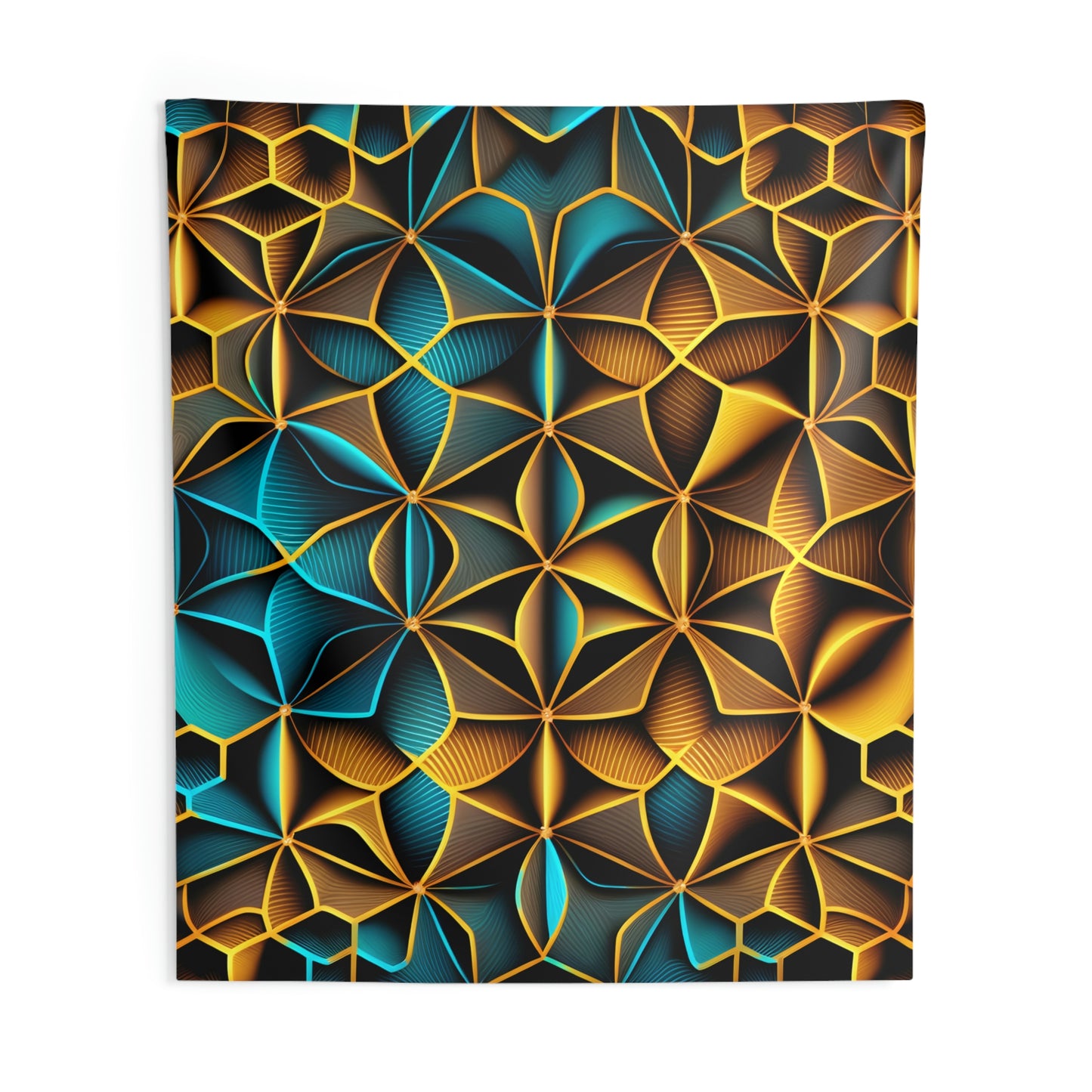 Ocean Gold Sacred Geometry Indoor Wall Tapestry